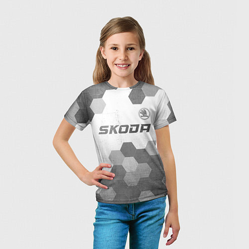 Детская футболка Skoda - white gradient посередине / 3D-принт – фото 5