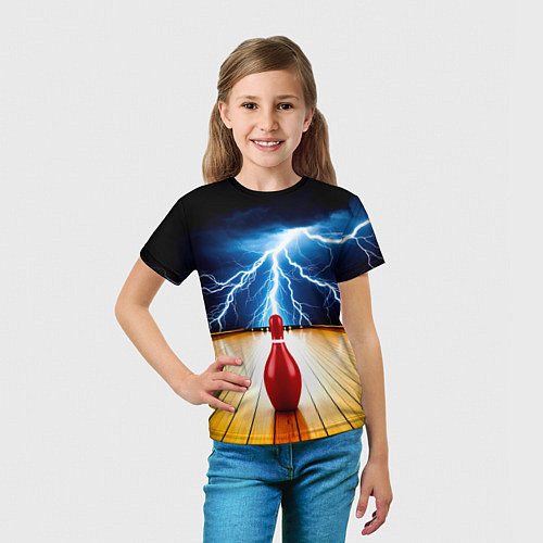 Детская футболка Кегля для боулинга и молния / 3D-принт – фото 5