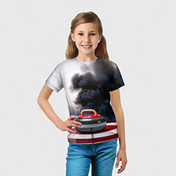 Футболка детская Камень для кёрлинга в черном дыму, цвет: 3D-принт — фото 2