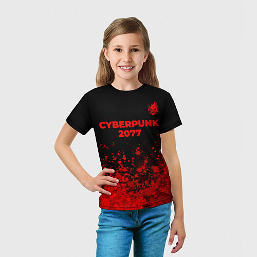 Детская футболка Cyberpunk 2077 - red gradient посередине / 3D-принт – фото 5