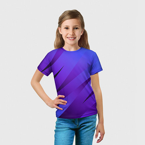 Детская футболка Сине-фиолетовый абстрактные линии / 3D-принт – фото 5
