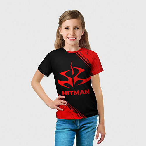Детская футболка Hitman - red gradient / 3D-принт – фото 5