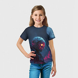 Футболка детская Скелет космонавта под луной, цвет: 3D-принт — фото 2