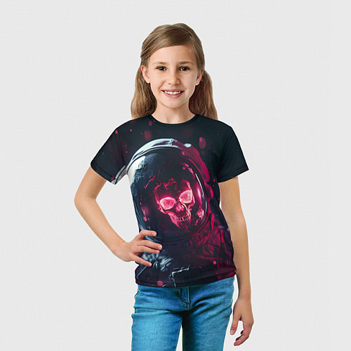 Детская футболка Красный череп в скафандре космонавта / 3D-принт – фото 5