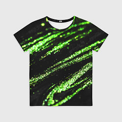Футболка детская Зеленые блестки на черном, цвет: 3D-принт