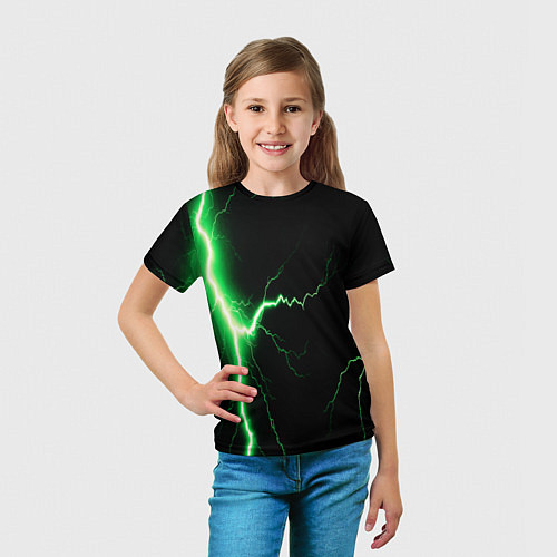 Детская футболка Lightning green / 3D-принт – фото 5