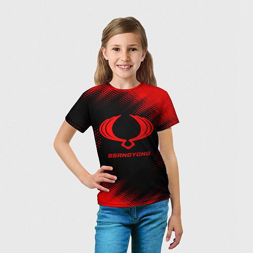 Детская футболка SsangYong - red gradient / 3D-принт – фото 5