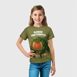Футболка детская Glorbo Fruttodrillo - brainrot animals meme, цвет: 3D-принт — фото 2
