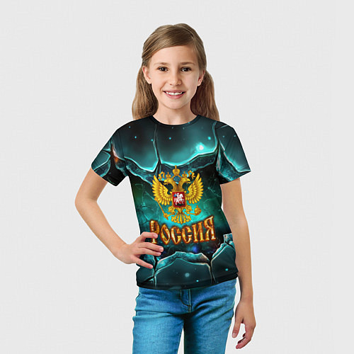 Детская футболка Россия - объемные плиты / 3D-принт – фото 5