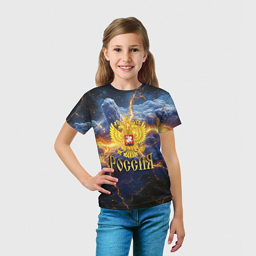 Детская футболка Эпичные молнии и герб России / 3D-принт – фото 5