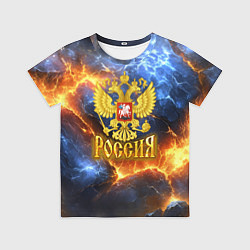 Футболка детская Россия герб и огонь, цвет: 3D-принт