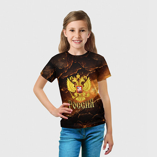 Детская футболка Герб России на кофейном фоне / 3D-принт – фото 5