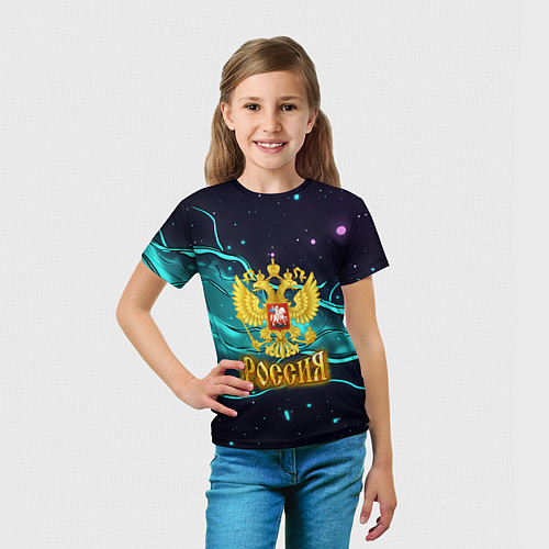 Детская футболка Россия - березовая абстракция / 3D-принт – фото 5