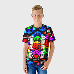 Футболка детская Geometry dash neon gradient, цвет: 3D-принт — фото 2