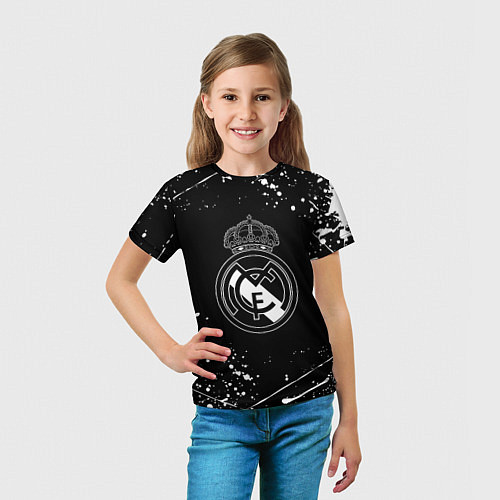 Детская футболка Real Madrid белые краски / 3D-принт – фото 5