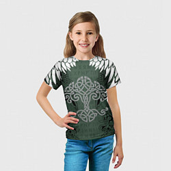 Футболка детская Древние руны и древо жизни с крыльями, цвет: 3D-принт — фото 2