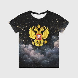 Футболка детская Герб России на черном небе, цвет: 3D-принт