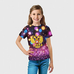 Футболка детская Герб России на фоне бокке, цвет: 3D-принт — фото 2