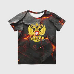 Футболка детская Герб России на фоне объемных плит, цвет: 3D-принт
