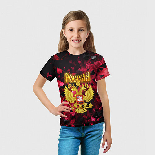 Детская футболка Россия - герб на текстуре / 3D-принт – фото 5