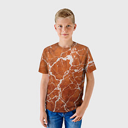 Футболка детская Темно-оранжевый мрамор, цвет: 3D-принт — фото 2