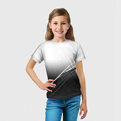 Футболка детская Градиент с полосами из белого в тёмный, цвет: 3D-принт — фото 2