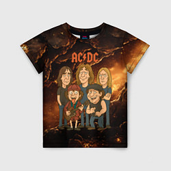 Футболка детская ACDC карикатурный стиль, цвет: 3D-принт