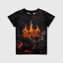 Футболка детская ACDC логотип из огня, цвет: 3D-принт