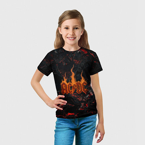 Детская футболка ACDC логотип из огня / 3D-принт – фото 5