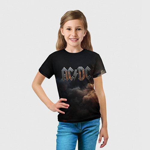 Детская футболка ACDC металлический лого / 3D-принт – фото 5