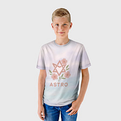 Футболка детская Astro логотип с цветочками, цвет: 3D-принт — фото 2