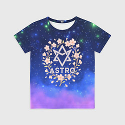Футболка детская ASTRO нежный логотип с цветочками, цвет: 3D-принт