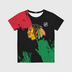 Футболка детская Чикаго Блэкхокс - брызги красок, цвет: 3D-принт