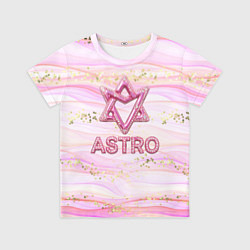 Футболка детская Розовый лого Astro со стразами, цвет: 3D-принт