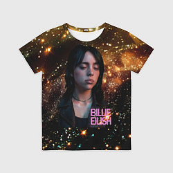 Футболка детская Билли Айлиш с блестками на фоне, цвет: 3D-принт