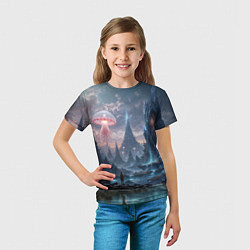 Футболка детская Фантастический мир с медузами и озеро у гор, цвет: 3D-принт — фото 2