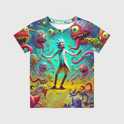 Футболка детская Рик Санчес в компании отвязных чудищ - нейроарт фа, цвет: 3D-принт