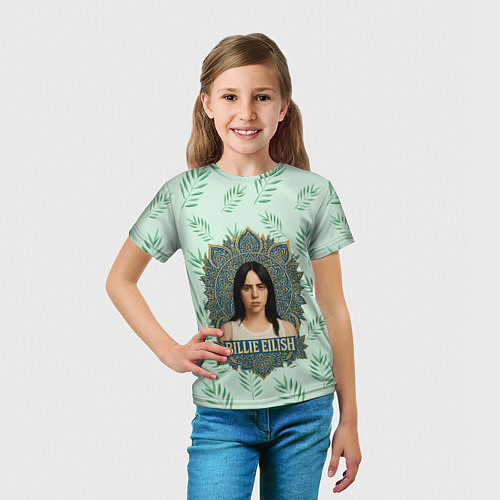 Детская футболка Билли Айлиш рамка мандала / 3D-принт – фото 5