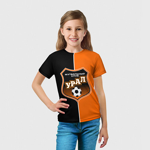 Детская футболка ФК Урал - оранжево черные / 3D-принт – фото 5