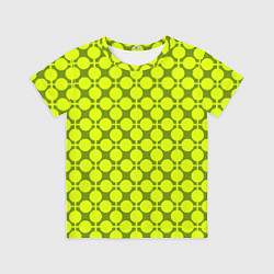 Футболка детская Желто зеленый неоновый узор ретро в горох, цвет: 3D-принт