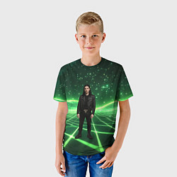 Футболка детская Bones в зеленом полигоне, цвет: 3D-принт — фото 2