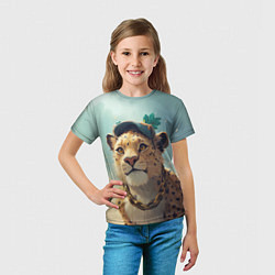 Футболка детская Леопард в кеппи, цвет: 3D-принт — фото 2