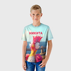 Футболка детская Никита - загрузка - смешной петух, цвет: 3D-принт — фото 2