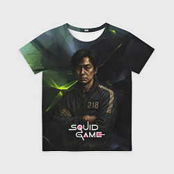 Футболка детская Игра в кальмара - игрок 218 скрещивает руки, цвет: 3D-принт