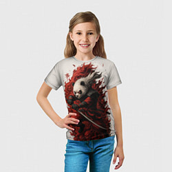 Футболка детская Демоническая панда самурай - нейроарт, цвет: 3D-принт — фото 2