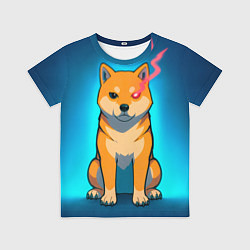 Футболка детская Сиба-ину с неоновым взглядом, цвет: 3D-принт