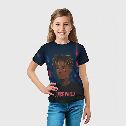Детская футболка Juice WRLD - Неоновый аниме арт / 3D-принт – фото 5