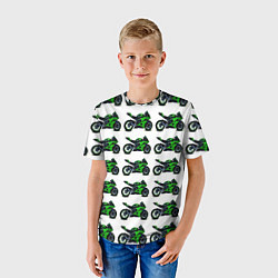 Футболка детская Motorbike green, цвет: 3D-принт — фото 2
