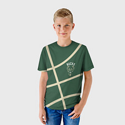 Футболка детская Милуоки Бакс - баскетбольные линии, цвет: 3D-принт — фото 2