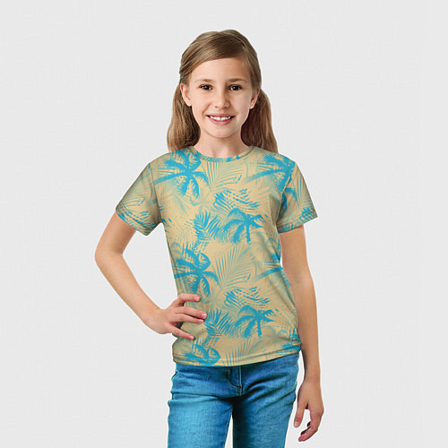 Детская футболка Palm light blue beige / 3D-принт – фото 5